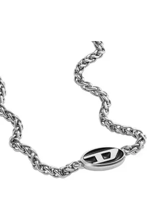 Diesel Kette mit Anhänger Schmuck Edelstahl Halsschmuck Königskette STEEL BLACK ENAMEL schwarz