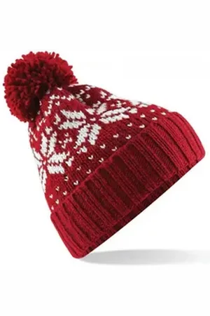 Beechfield ® Bommelmütze Fair Isle Snowstar Beanie