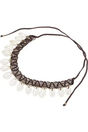 GURU-SHOP Perlenkette Ethno Kette, Tribal Goa Muschel Collier - braun braun
