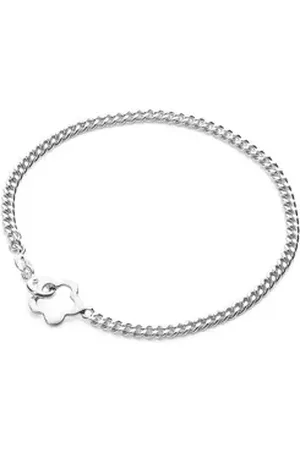 Jukserei Charm-Armband Damen Silber - Flow Bracelet - Armkette mit Blumenanhänger 18,5 cm, Silber 925 silberfarben