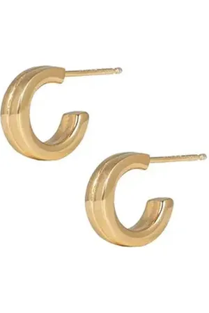 Jukserei Paar Creolen Damen Gold - Doppio Ohrringe vergoldet - hochglänzende Kreolen 1,3 cm, Silber 925, 24 Karat vergoldet goldfarben