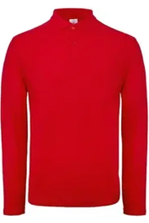 B & C B&C Langarm-Poloshirt Herren Long Sleeve Polo ID.001 / 100 % Baumwollpiqué 4XL