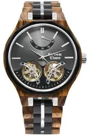 Green Time Automatikuhr ZW177A, Armbanduhr, Herrenuhr, Holzuhr schwarz