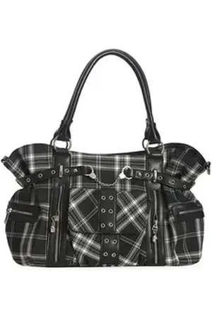Banned Retro Schultertasche Rise Up Schwarz Weiss, Tartan Schultertasche bunt