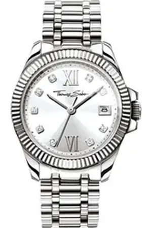 Thomas Sabo Quarzuhr DIVINE WA0252-201-201-33 MM, Armbanduhr, Damenuhr, Datum, Mineralglas mit Saphirbeschichtung silberfarben