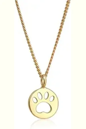 Elli Kette mit Anhänger Kinder Pfote Katze Hund 925 Silber, Pfote goldfarben