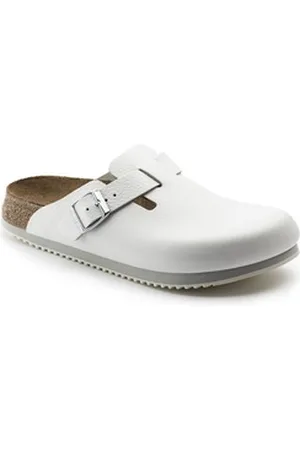 Birkenstock Clog Boston Super Grip, Naturleder, weiß Pantolette