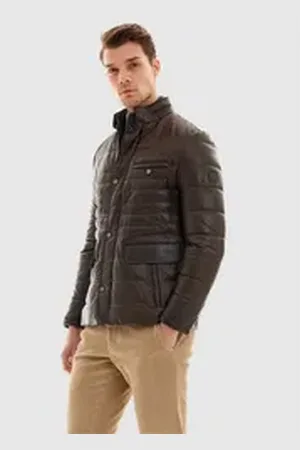 Pierre Cardin Lederjacke in tollem Stepp-Design braun M