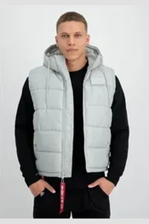 Alpha Industries Blouson Men - Vests Hooded Puffer Vest FD grau M