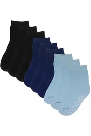 Yalion Langsocken Baby Kleinkind Socken Anti-Rutsch-Socken 9 paar blau|schwarz EU15/16