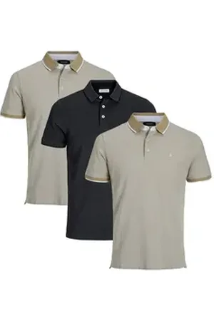 JACK & JONES Poloshirt 3er Pack Paulos - Slim Fit (Spar-Set, 3-tlg) Poloshirt - Baumwolle - Atmungsaktiv - Mit kleinem Markenlogo beige|bunt|schwarz L