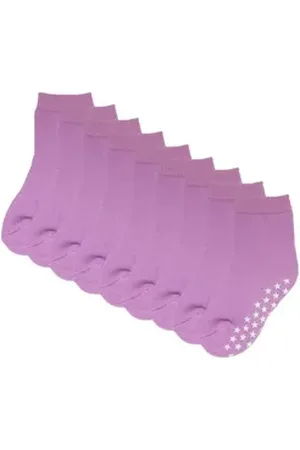 Yalion Langsocken Baby Kleinkind Socken Anti-Rutsch-Socken 9 paar lila|rot EU17/18