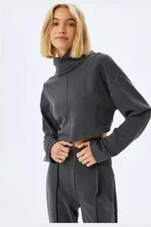 Koton Kapuzensweatshirt Kapuzenkragen Regular grau S