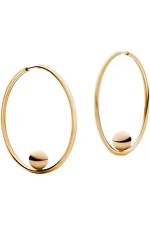 Jukserei Paar Creolen Damen Gold - Alba Ohrringe vergoldet - Kreolen mit Kugel 3,5 cm, Silber 925, 24 Karat vergoldet goldfarben