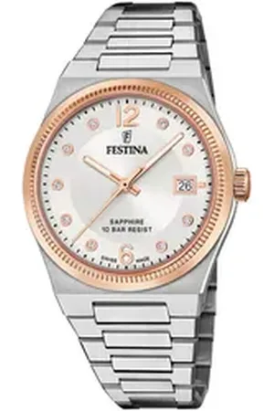 Festina Quarzuhr Rivé Collection F20037/1, Armbanduhr, Damenuhr, Swiss Made, Edelstahlarmband, bis 10bar wasserd. silberfarben