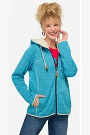 Laurasøn Sweatjacke Hoodiejacke Fleece Teddy-Kapuze Zipper Langarm blau L