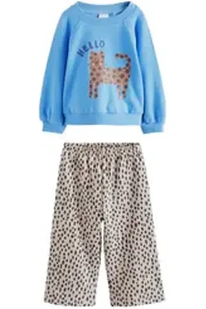 Next Sweatanzug Sweatshirt und weite Jogginghose 100 % Baumwolle (2-tlg) blau 110-116 (5-6 J.)