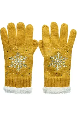 CASPAR Strickhandschuhe GLV009 warm gefütterte Damen Strick Handschuhe mit eingesticktem Eiskristall