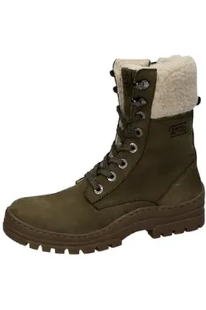 Camel Active Damen Stiefeletten Schnürboots mit Wollschaft grün 41 EU