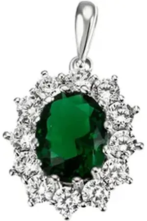 Firetti Kettenanhänger Schmuck Geschenk Silber 925 Halsschmuck Anhänger Lady D Royal, mit Glasstein, Zirkonia (synth) grün|silberfarben