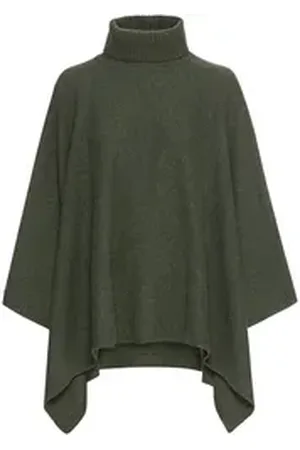 Highmoor Poncho Strickponcho mit Rollkragen grün S