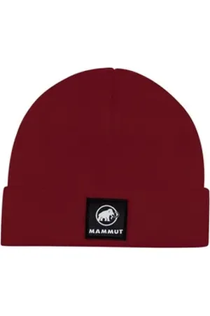 Mammut Beanie Fedoz mit Markenlogo-Aufnäher rot
