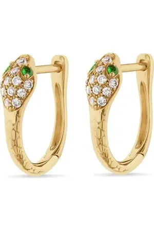 GUIA Paar Creolen Damen-Creolen 585er Gelbgold 4 Tsavorit (Paar) gelb|goldfarben