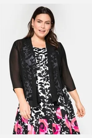 Sheego Bolerojacke Große Größen aus Chiffon schwarz 56/58