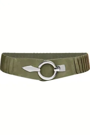 CASPAR Taillengürtel GU300 Damen elastischer breiter Stretch Gürtel grün 83 für Körperumfang 90-110 cm