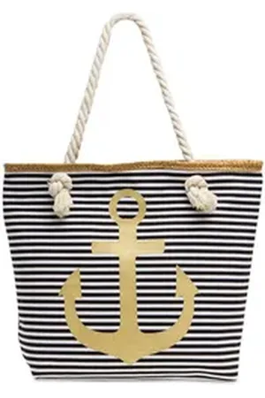 CASPAR Strandtasche TS1040 Damen Strandtasche Shopper mit Reißverschluss schwarz