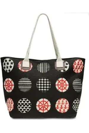 CASPAR Strandtasche TS1021 große XL Damen Strandtasche Shopper mit trendy Print schwarz
