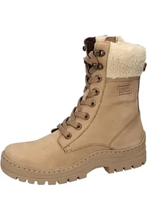 Camel Active Damen Stiefeletten Schnürboots mit Wollschaft beige 38 EU