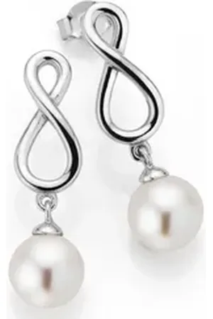 ADRIANA Paar Ohrstecker Bellagio - Infinity/Unendlichkeitsschleife, B1-S, B1-W, Made in Germany - mit Süßwasser- oder Tahitizuchtperle silberfarben|weiß