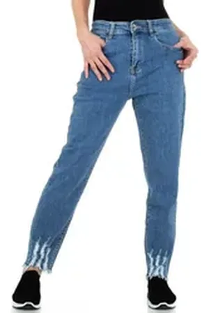 Ital-Design Boyfriend-Jeans Damen Freizeit Destroyed-Look Stretch Boyfriend Jeans in Blau blau 36