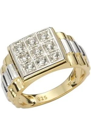 Firetti Fingerring Schmuck Geschenk Silber 925 Herrenring Silberring Siegelring Pavé, mit Zirkonia (synth) gelb|goldfarben 22