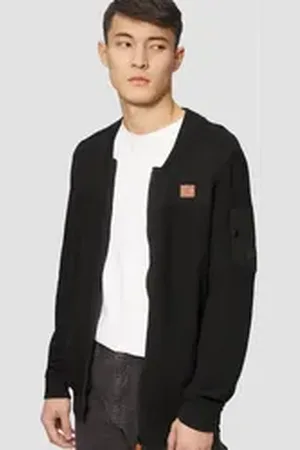 QS by s.Oliver Strickjacke Strickjacke aus Fabricmix mit Bomber-Kragen schwarz XL