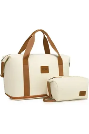 Kono Reisetasche 2-in-1 Set: Erweiterbare Handgepäck-Tasche (36L) + Kosmetiktasche, Praktisches und leichtes Design beige|braun