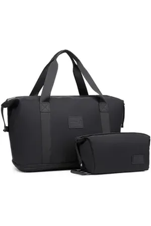 Kono Reisetasche 2-in-1 Set: Erweiterbare Handgepäck-Tasche (36L) + Kosmetiktasche, Praktisches und leichtes Design schwarz