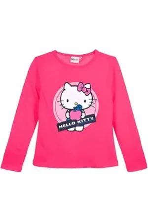 Hello Kitty Print-Shirt Kinder Mädchen langarm T-Shirt 100% Baumwolle, Gr. 98 bis 128 rosa 98