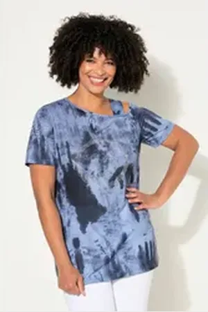 Angel of Style Angel of Style T-Shirt T-Shirt Straight Fit Batikprint Schulter CutOut blau|grün 54