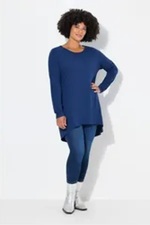 Angel of Style Angel of Style T-Shirt Longshirt bequeme Passform Rundhals Langarm blau 56