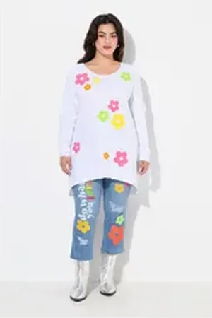 Angel of Style Angel of Style Longshirt Longshirt A-Linie Frottee-Sterne weiß 46