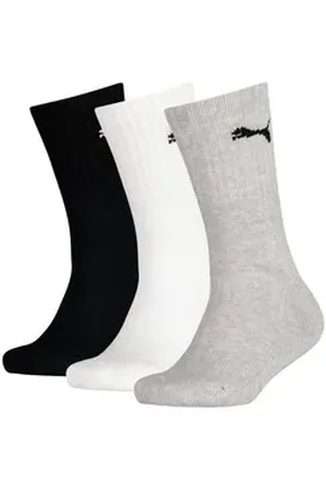 PUMA Socken KIDS CREW SOCK 3P (3-Paar, 3 Paar) Junior mit klassischer Rippe grau|schwarz 27-30