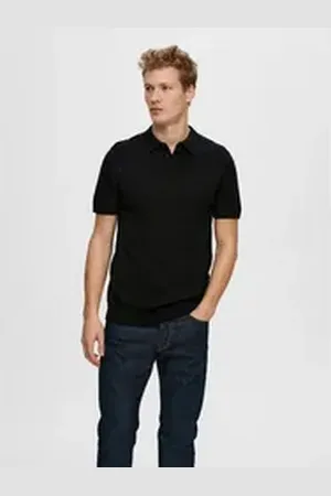 SELECTED HOMME Poloshirt SLHBERG SS KNIT POLO NOOS schwarz XXL