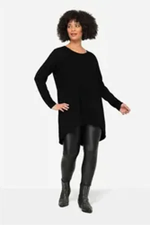 Angel of Style Angel of Style T-Shirt Longshirt bequeme Passform Rundhals Langarm schwarz 52