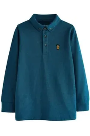 Next Langarm-Poloshirt Langärmeliges Poloshirt aus 100 % Baumwolle (1-tlg) blau 110 (5 J.)