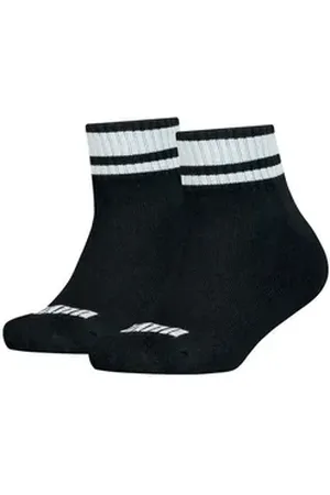 PUMA Kurzsocken Clyde Junior (2-Paar) mit gestreiften Bündchen schwarz 39-42