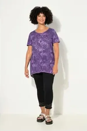 Angel of Style Angel of Style T-Shirt T-Shirt A-Line Batikdruck Smiley Halbarm lila 48