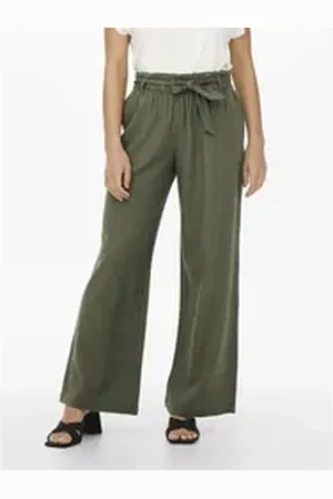 JDY Culotte SAY MW LINEN BELT PANT WVN NOOS grün 40 (L)