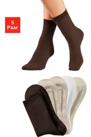 Lavana Basicsocken (Packung, 5-Paar) mit feiner Rippe beige|braun 39-42